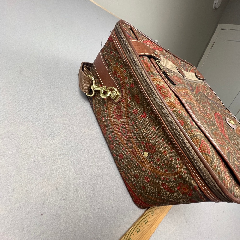 VTG DVF Diane von Furstenberg Suitcase Unisex Large Brown Paisley Carry On Bag - Picture 14 of 16